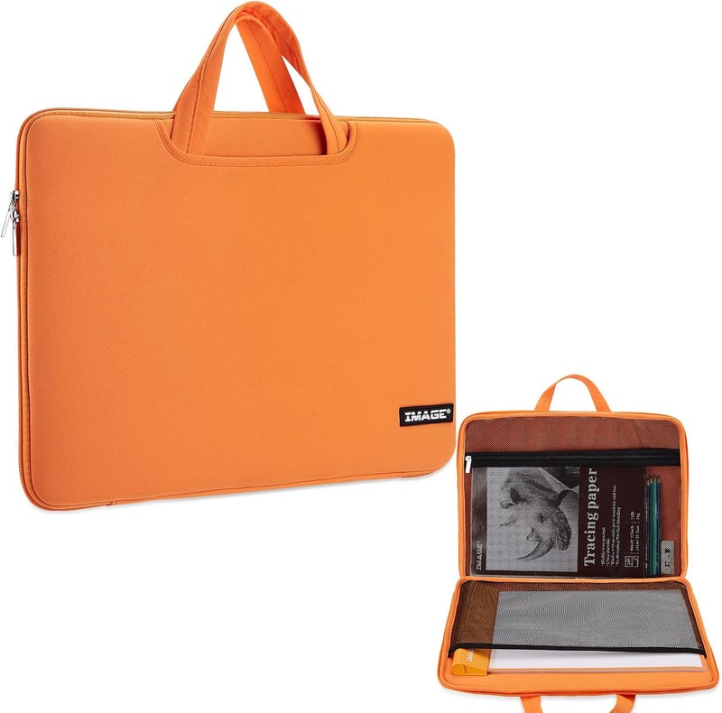 Image A4 Protective Case with Pockets, Carrying Bag for Travel, Storage Cover, Compatible with A4 Tracing LED Light Pad, Coloring Board & Laptop, Notebook, Most Tracing Light Tables - Orange - Image 1
